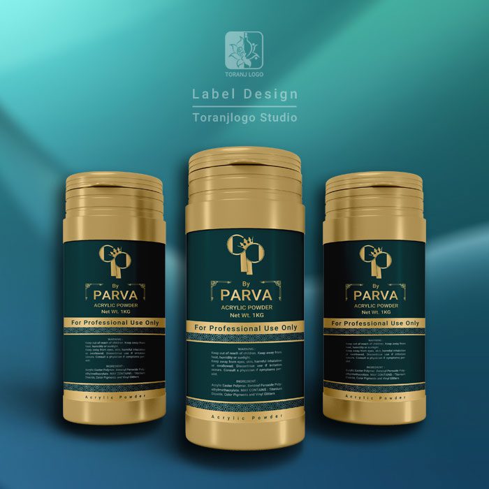 طراحی لیبل بسته بندی پودر اکریلیک ناخن qp پروا