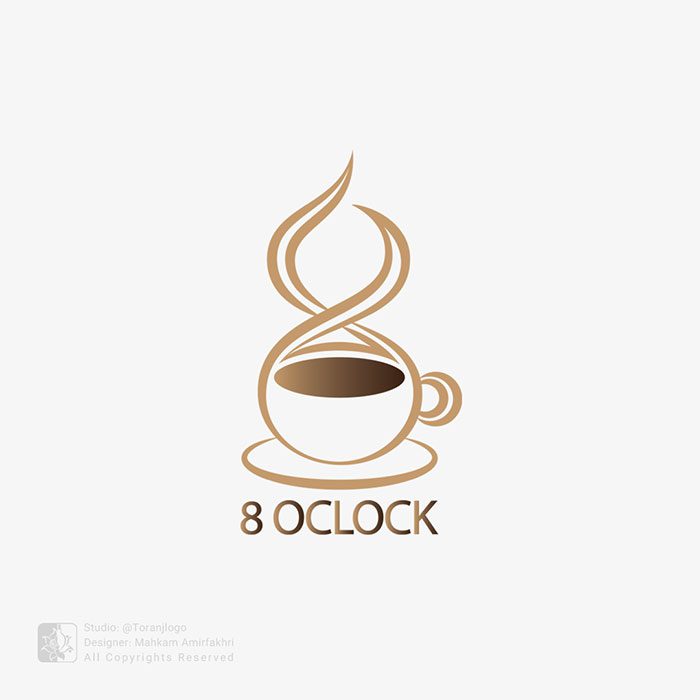 طراحی لوگو کافه ساعت 8